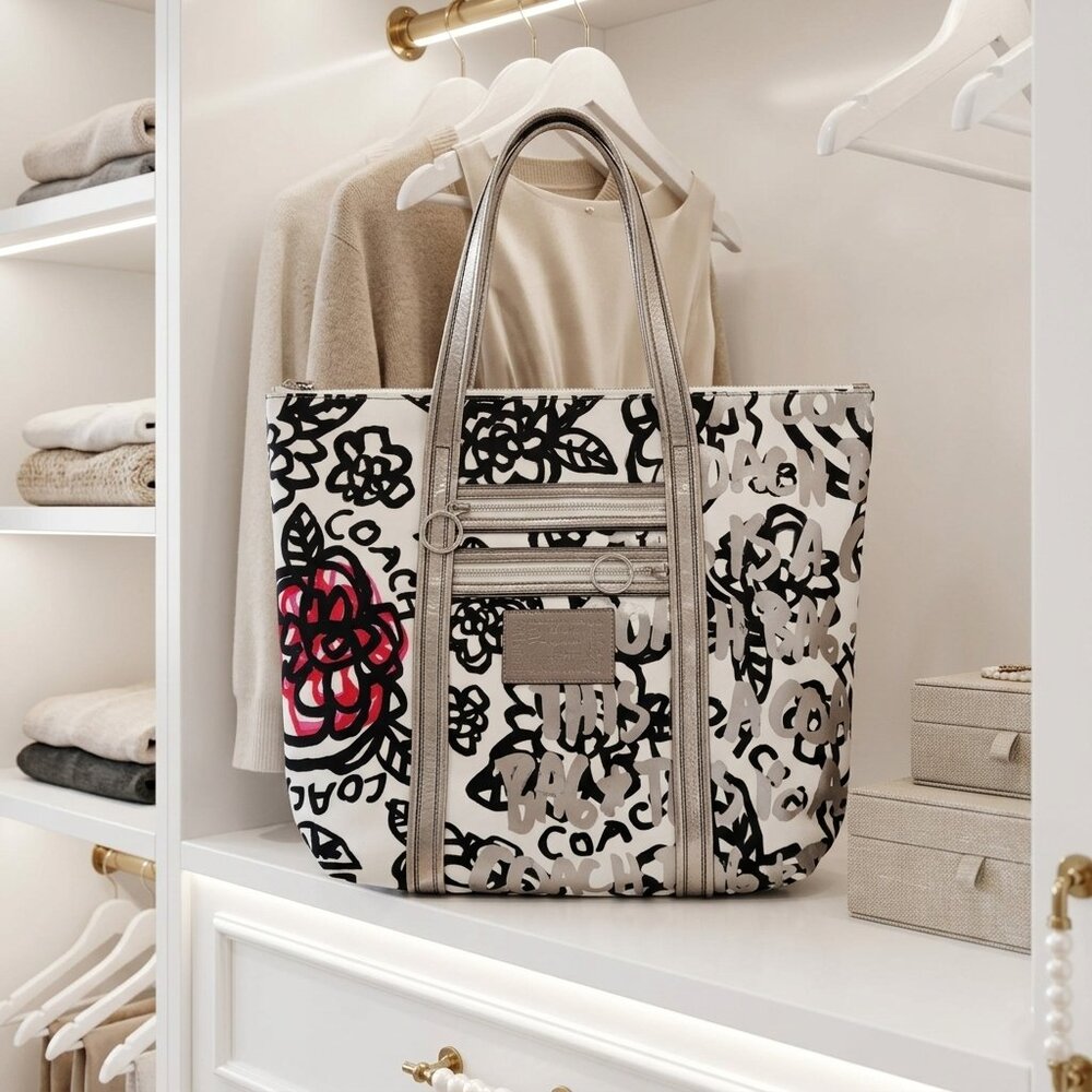 Coach Poppy Floral Graffiti Glam Tote (Style #14741)